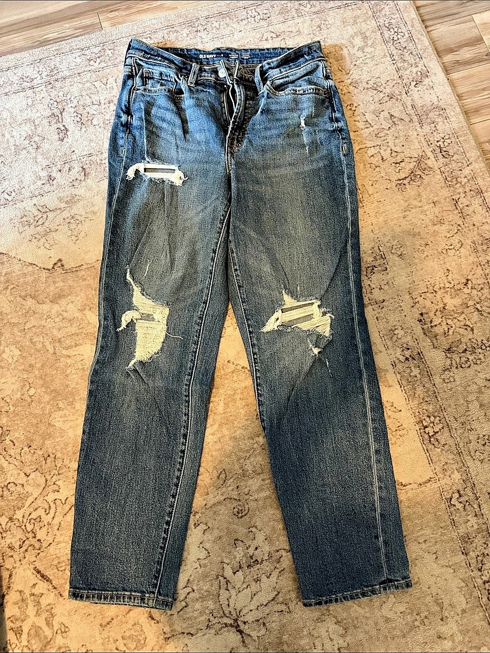 Old Navy High-Waisted OG Straight Secret-Smooth Pockets Ripped Jeans Women's